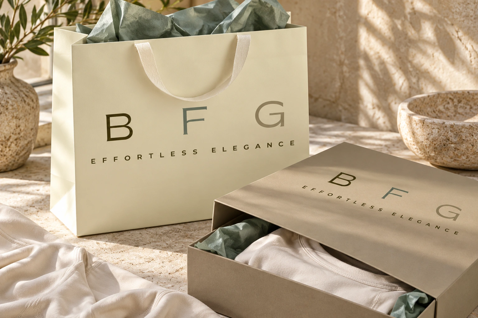 Mockup conceptual de bfg: packaging